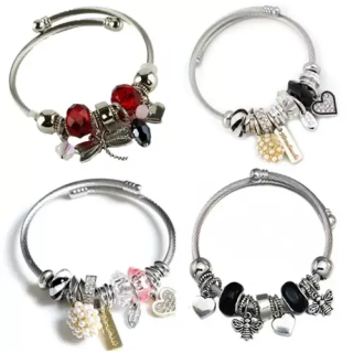 Pandora tarzı charm eklenebilir çelik bileklik detay