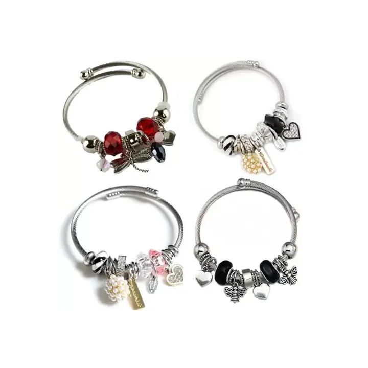 Pandora tarzı charm eklenebilir çelik bileklik detay