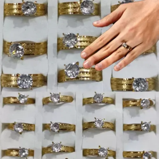 Gold Tektaş Bayan Yüzük | Toptan Zarif Kadın Yüzük Modelleri