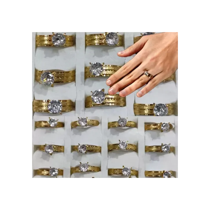 Gold Tektaş Bayan Yüzük | Toptan Zarif Kadın Yüzük Modelleri