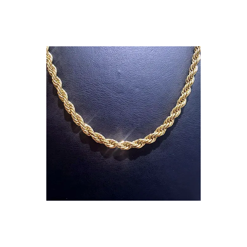 Toptan Çelik Gold Burgu Kolye - 0.8mm Kalın, Parlak Zincir Modeli VRC-23D
