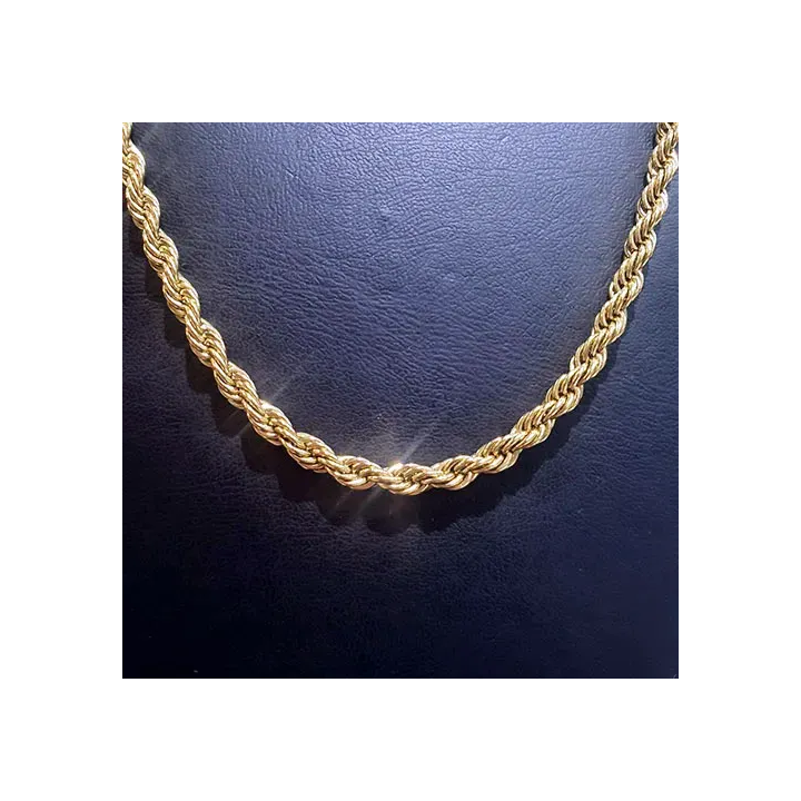Toptan Çelik Gold Burgu Kolye - 0.8mm Kalın, Parlak Zincir Modeli VRC-23D