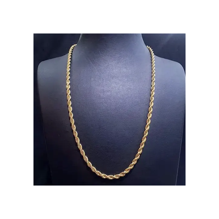 Toptan Çelik Gold Burgu Kolye - 0.8mm Kalın, Parlak Zincir Modeli VRC-23D