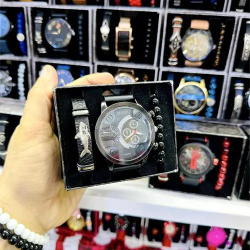 Toptan Erkek Saat ve Doğal Taş Bileklik 3’lü Set - İstocB2B