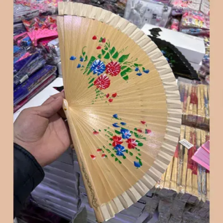 Toptan El Boyaması Bambu Yelpaze | Karışık Desen - Minimum 24 Adet
