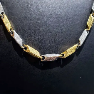 Çelik Kalın Desenli Sarı Beyaz Kibrit Kolye | Toptan Paslanmaz Çelik Kolye