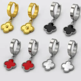 Toptan Yonca Sallantılı Çelik Küpe 316L | Modern Aksesuar