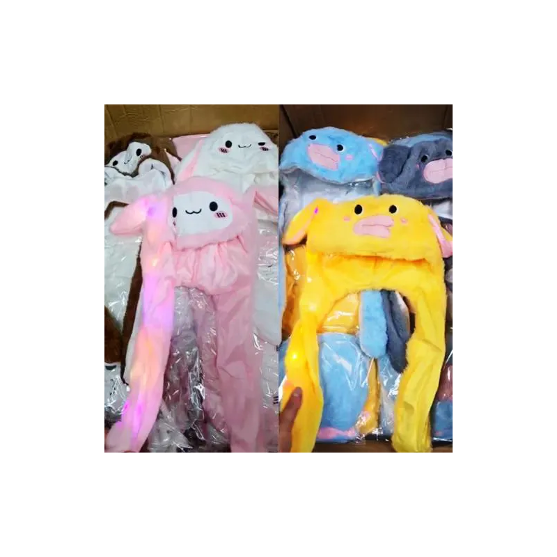 Toptan Sevimli Hareketli Tavşan Kulaklık 3 Mod Led Işıklı Peluş Bere