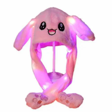 Toptan Sevimli Hareketli Tavşan Kulaklık 3 Mod Led Işıklı Peluş Bere