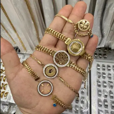Gold Kaplama 316L Çelik Kadın Bileklik - Toptan Şık Bileklik Modelleri | istocb2b.com