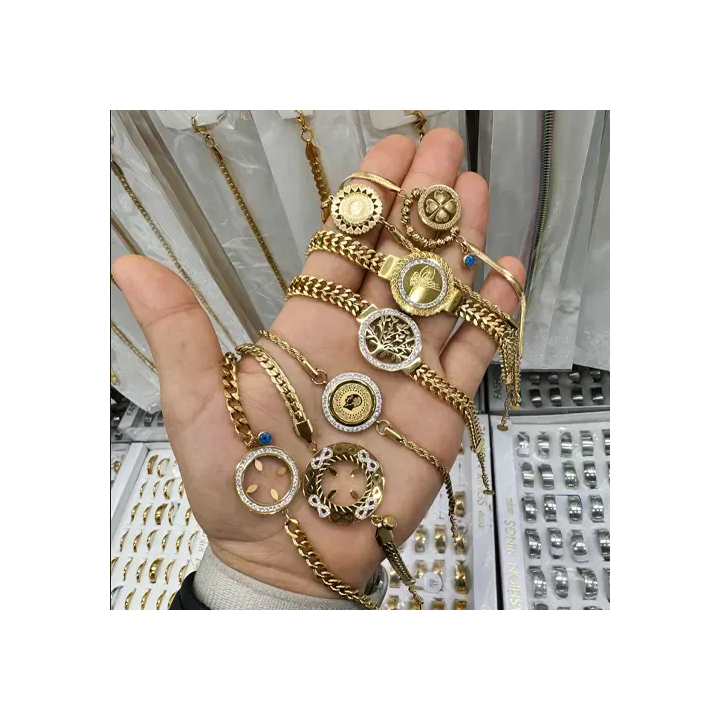 Gold Kaplama 316L Çelik Kadın Bileklik - Toptan Şık Bileklik Modelleri | istocb2b.com