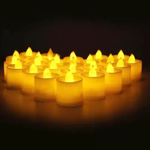 LED Tea Light Mum Toptan | Sarı Işık Pilli Mum | Titrek Işıklı Dekoratif Mum - istocb2b
