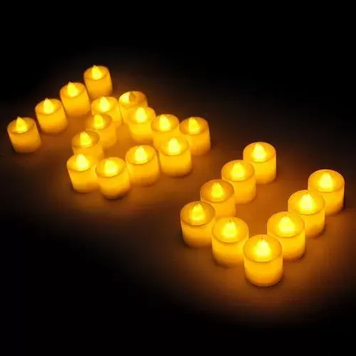 LED Tea Light Mum Toptan | Sarı Işık Pilli Mum | Titrek Işıklı Dekoratif Mum - istocb2b