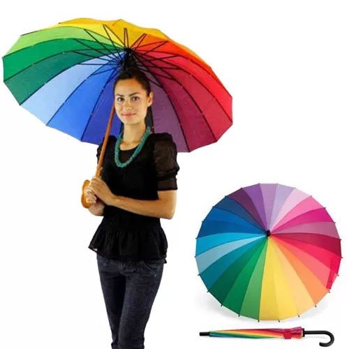 Toptan Gökkuşağı Şemsiye 16 Telli | 85 cm Dekoratif Şemsiye