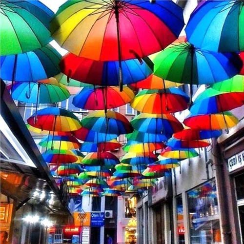 Toptan Gökkuşağı Şemsiye 16 Telli | 85 cm Dekoratif Şemsiye