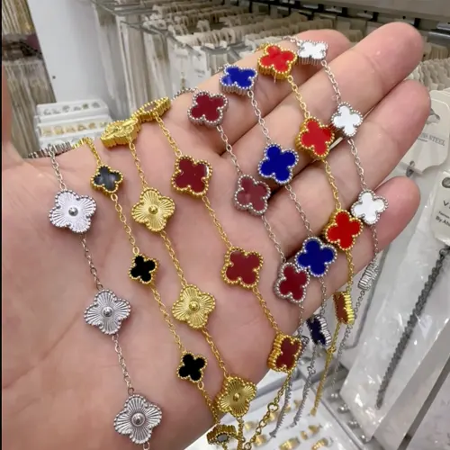 Toptan Yonca Model Renkli Çelik Bileklik