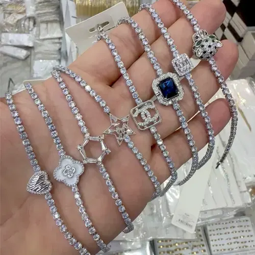Toptan Çelik Kararmaz Zirkon Taşlı Su Yolu Bileklik | İstoçB2B