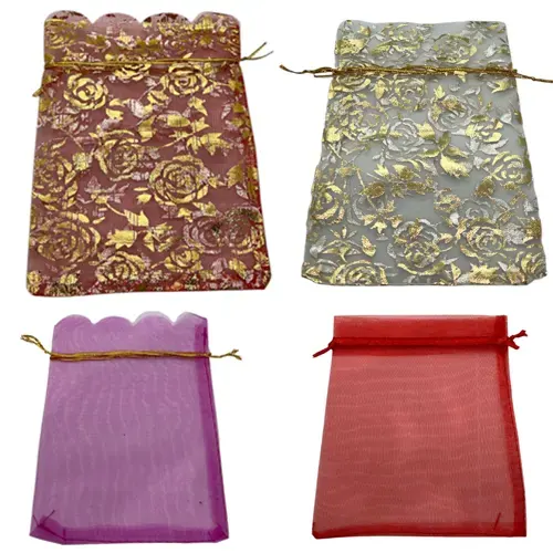 Toptan 12x14cm büzgülü tül kese modelleri kına, lavanta ve nikah şekeri ambalajı