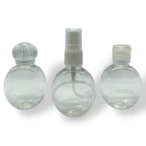 Toptan 50ml şeffaf yuvarlak elips plastik şişe kına, sünnet ve bebek mevlütü hediyelik ambalajı