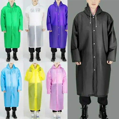Toptan kalın su geçirmez çıtçıtlı ve kapüşonlu uzun unisex vinil PVC yağmurluk modelleri
