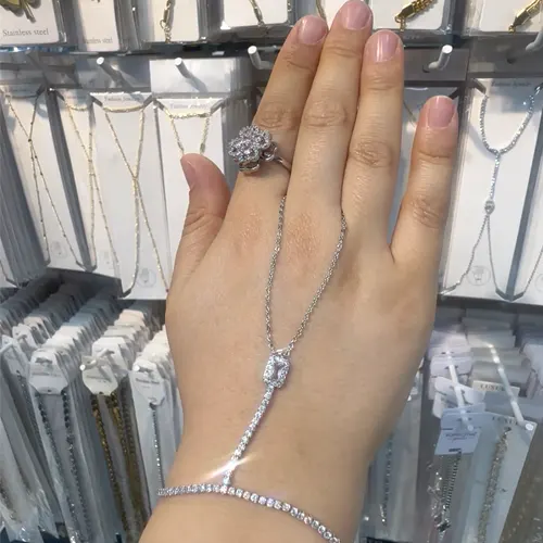 Toptan kararmaz paslanmaz çelik kadın gümüş ve gold taşlı şahmeran bileklik modeli