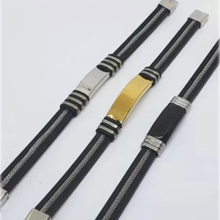 Toptan Kauçuk-Çelik Bileklik | Unisex Minimalist