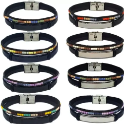 Toptan Çift Sıra Boncuklu Çelik Bileklik | Unisex
